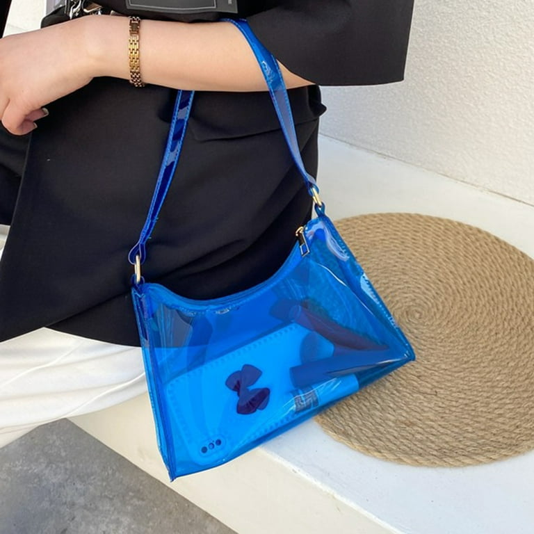 LA TALUS Shoulder Bag Transparent Large Capacity PVC Multipurpose Korean  Style Jelly Handbag Birthday Gift Blue One Size