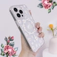 thumbnail image 2 of for iPhone 15 Pro Case [Compatible with Magsafe], Cute Flower Girls Women Clear Case Silicone Shockproof Protective Cover with Pretty Floral Pattern for iPhone 15 Pro, White, 2 of 5