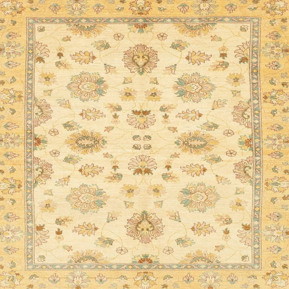 Ahgly Company Indoor Square Abstract Orange Oriental Area Rugs, 3' Square