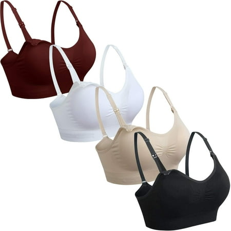 4 Pack Nursing Bra for Breastfeeding Maternity Bras Push Up Silk Seamless Pregnancy Bralette Comfortable and Supportive Underwear