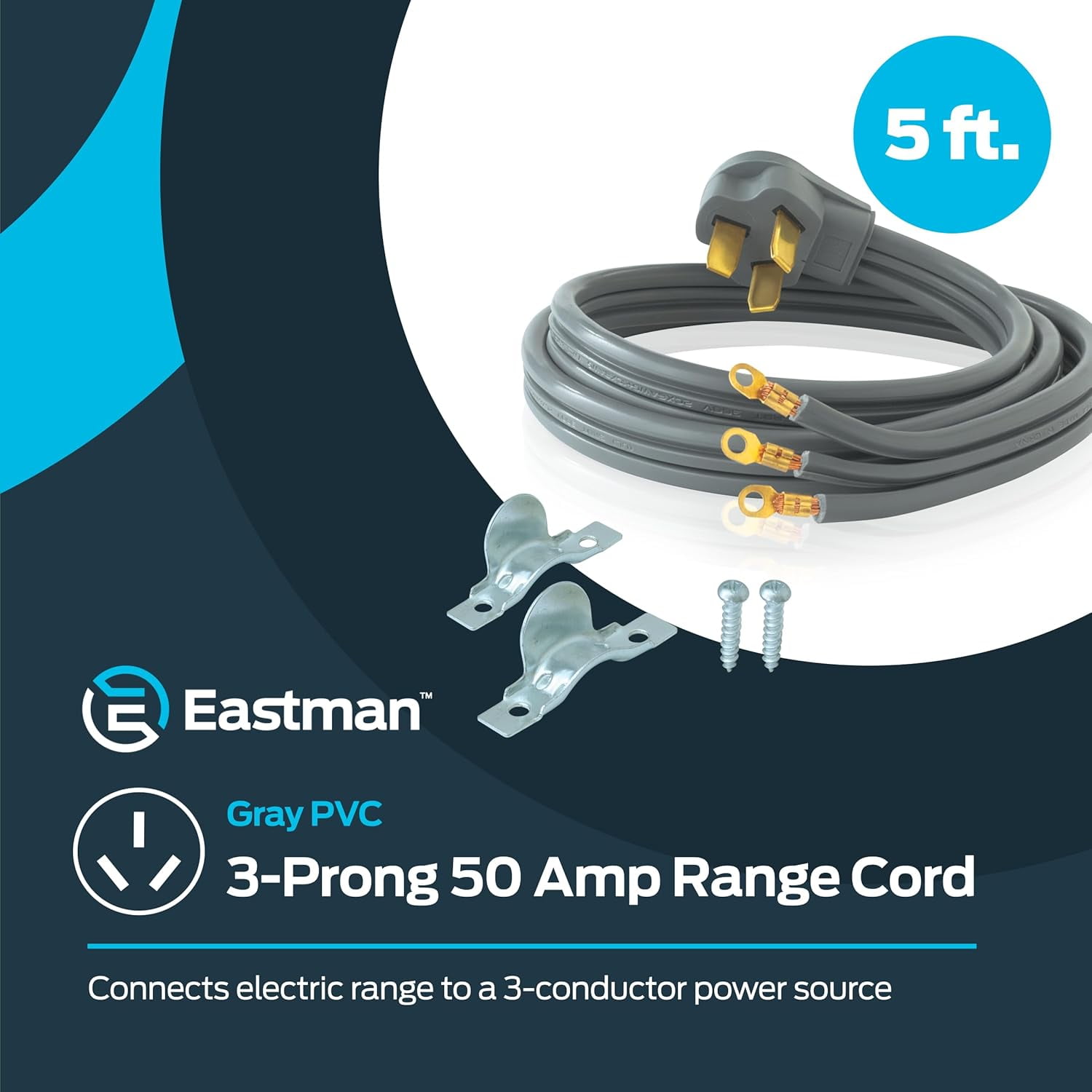 5 Feet Electric Range Cord, 50 Amps 3-Prong Wire, 61242