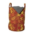 thumbnail image 1 of Orange Laundry Bag, Colorful Autumn Fall Season Maple Leaves in Unusual Designs Nature Print, Hamper Basket with Handles Drawstring Closure for Laundromats, 13" x 19", Burnt Orange, by Ambesonne, 1 of 4