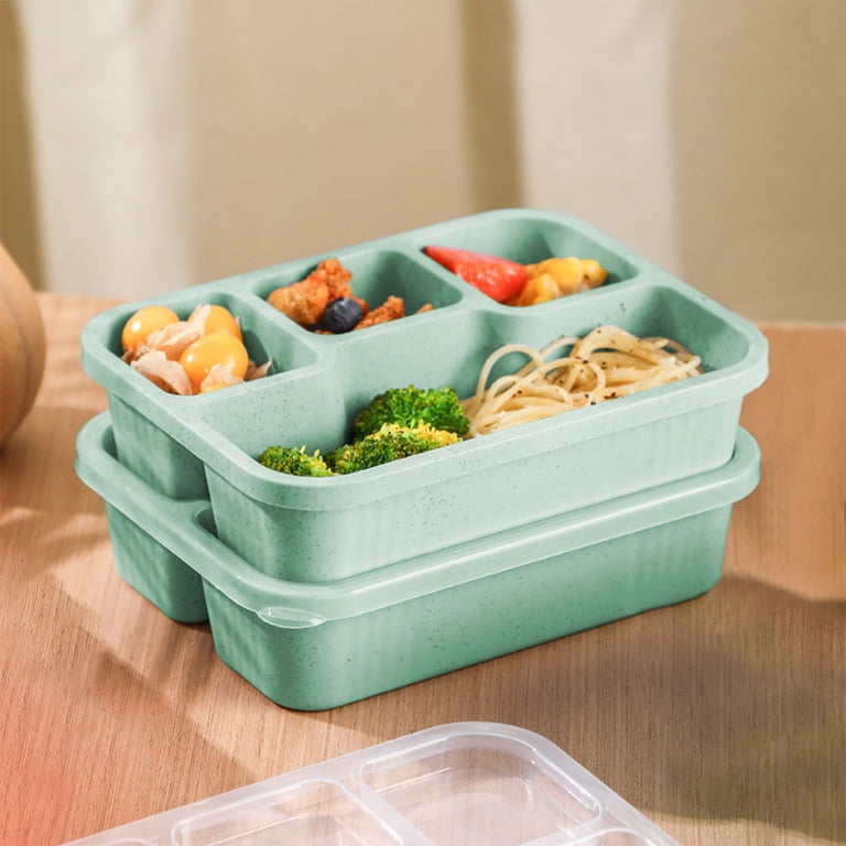 Meitianfacai Divided Lunch Box with 4 Sections, Airtight Plastic