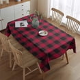 thumbnail image 2 of Red Black Plaid Checkered Pattern Rectangle Tablecloth 60"x84",Waterproof Polyester Rectangle Table Cloth, Wipeable Spillproof Polyester Tablecloth for Dining, Camping, Indoor and Outdoor, 2 of 5
