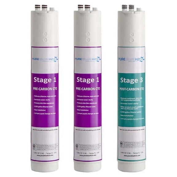 Pure Blue 1-Year Filter Pack for 1:1 Reverse Osmosis Water Filtration System Blu