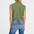 thumbnail image 5 of DORKASM Linen Shirt Women Sleeveless Loose Fit Casual Tshirt V Neck Button Down Beach 2026 Tank Tops Solid Color Breathable Summer T-Shirts Army Green 2XL, 5 of 6