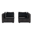 thumbnail image 5 of Grezone 2 Pieces Patio Furniture Set, All Weather Outdoor Sectional PE Rattan, Patio Conversation Sets with Cushions and Glass Coffee Table for Garden Lawn Balcony Porch Deck, Black, 5 of 6