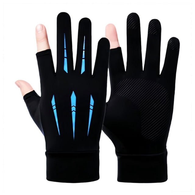 Mens Summer Fishing Gloves Ice Silk Non Slip Sun Protection Cycling Gloves