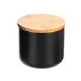 thumbnail image 3 of Black Ceramic Tea Can with Bamboo Lid for Storage and Portable Spice Jar 7.8x4.3 Inches, 3 of 5