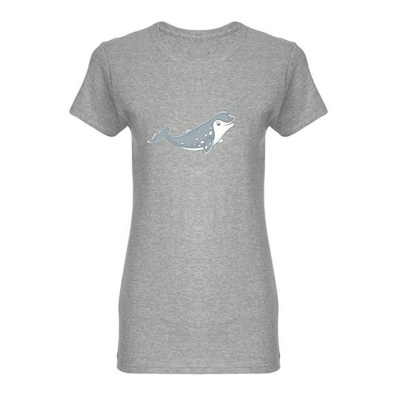 Arctic Narwhal Swimming Design Shaped T-Shirt Women -Image by Shutterstock, Female Small