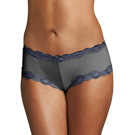 Maidenform Womens Cheeky Panty Micro with Scallop Lace Trim Hipster Panty