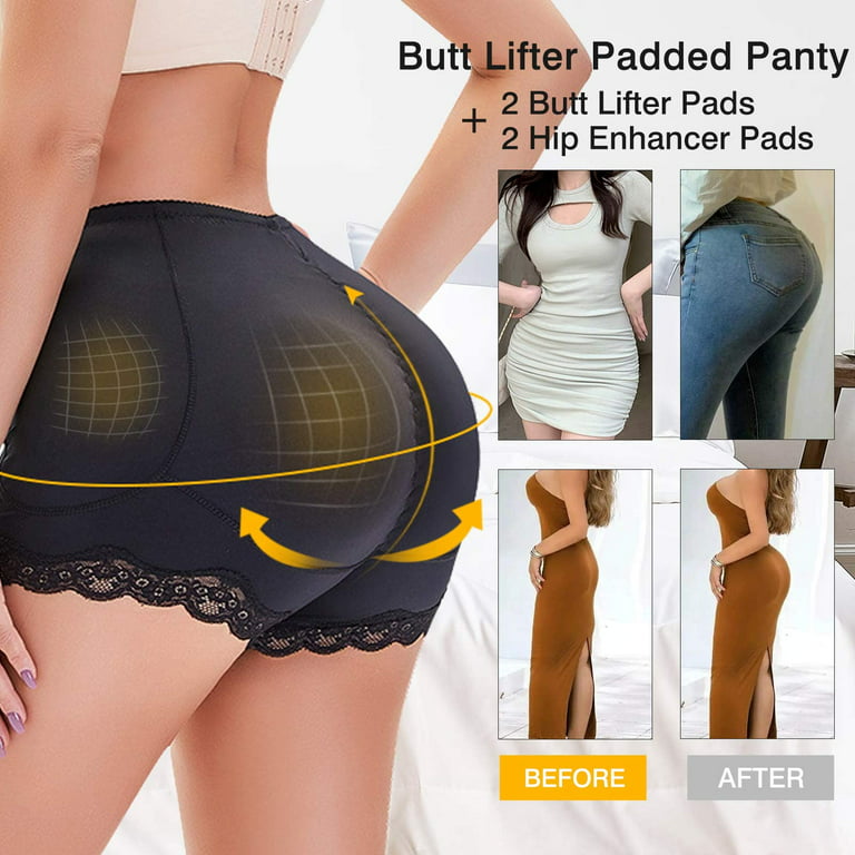 Lilvigor Women's Butt Pads for Bigger Butt Lifting Shapewear Hip Dip Pads  Padded Underwear Enhancer Shorts 4 Removable Pads