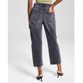 thumbnail image 4 of Now This Womens Cotton Crisscross Cropped Jeans Dumont Black Wash 30, 4 of 4