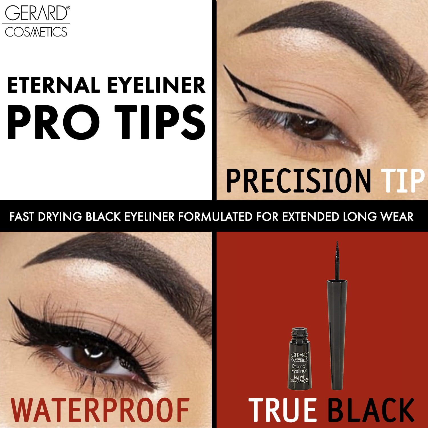 Gerard Cosmetics Eternal Eyeliner, Ultra Black, Waterproof Liquid Eye Liner