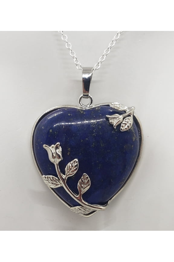 Natural Heart Lapis Lazuli Flower Necklace