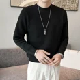 thumbnail image 2 of Suéter de punto con cuello redondo y capucha negra para hombre, suéter de cuello redondo divertido coreano de moda de otoño 2024, jerséis grandes de talla grande A, 2 of 4