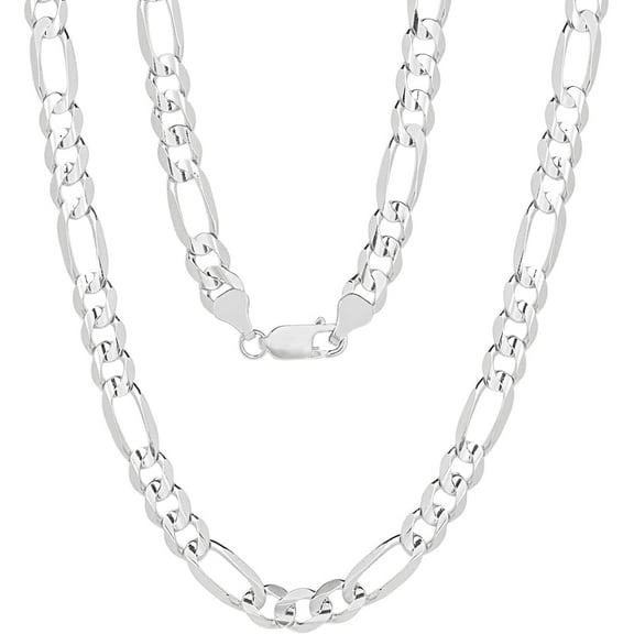 Floreo 14k White Gold 6mm Solid Figaro Chain Necklace