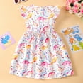 thumbnail image 4 of UFOUND Toddler Children Girls Dresses Short Sleeve Cartoon Prints Dress Sundress Lovely Dailywear, 4 of 7