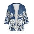 thumbnail image 3 of Oplxuo Women Cardigan 3/4 Sleeves Open Front Lightweight Cardigan Fashion Print Cardigan, 3 of 3