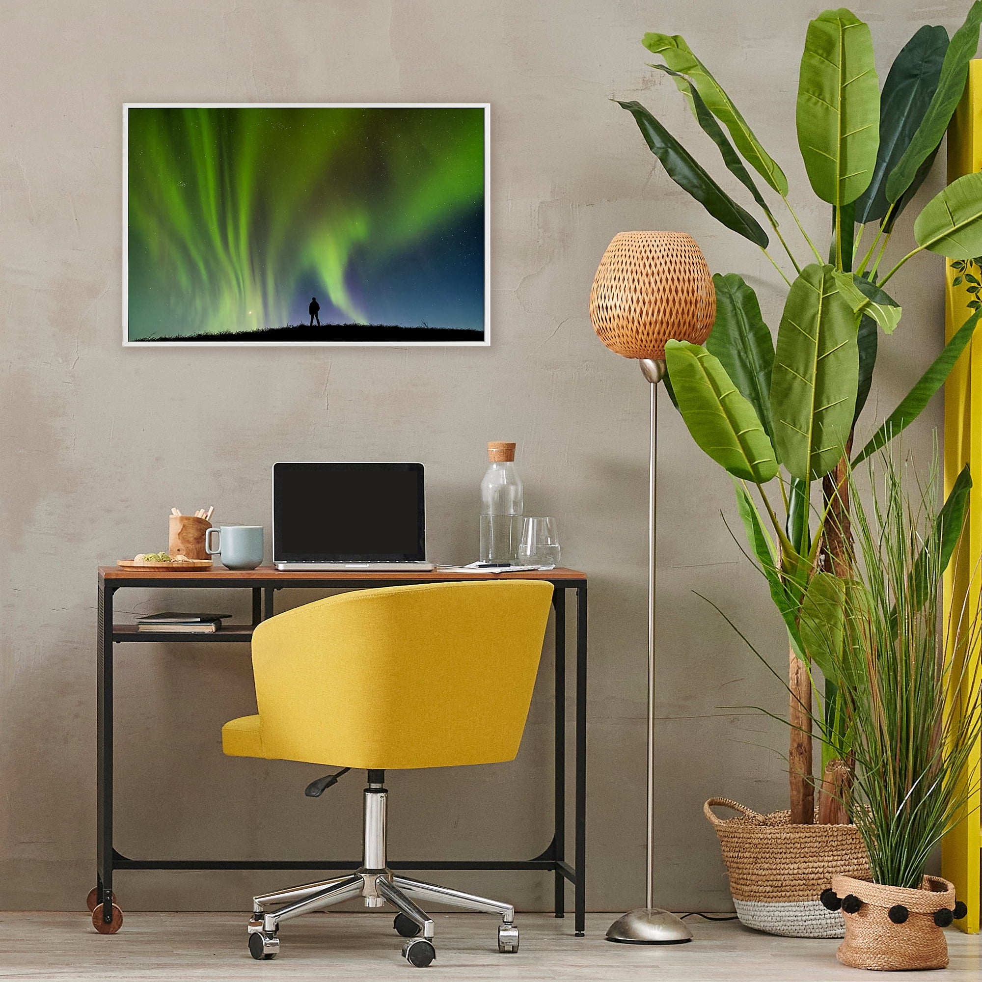 Stupell Industries Envelop Northern Lights Silhouette White Framed Giclee Art, design by Shelley Carlisle