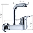 thumbnail image 3 of Kitchen Faucets Wall Mount Hot and Cold Mixed Water Sink Faucet Double Hole Brass Kitchen Sink Faucet Chrome Plating-B, 3 of 3
