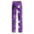 thumbnail image 5 of Domzest Halloween Pajama Pants for Women Wide Leg Halloween Graphic Sleepwear Drawstring Elastic Waisted Funny Pajama Bottoms Purple XXL, 5 of 5