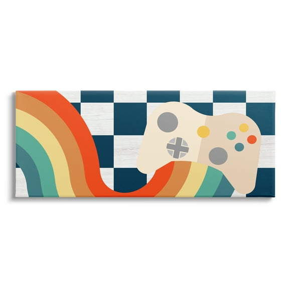Stupell Industries Rainbow Gaming Controller Abstract Painting Gallery Wrapped Canvas Print Wall Art, 24 x 10
