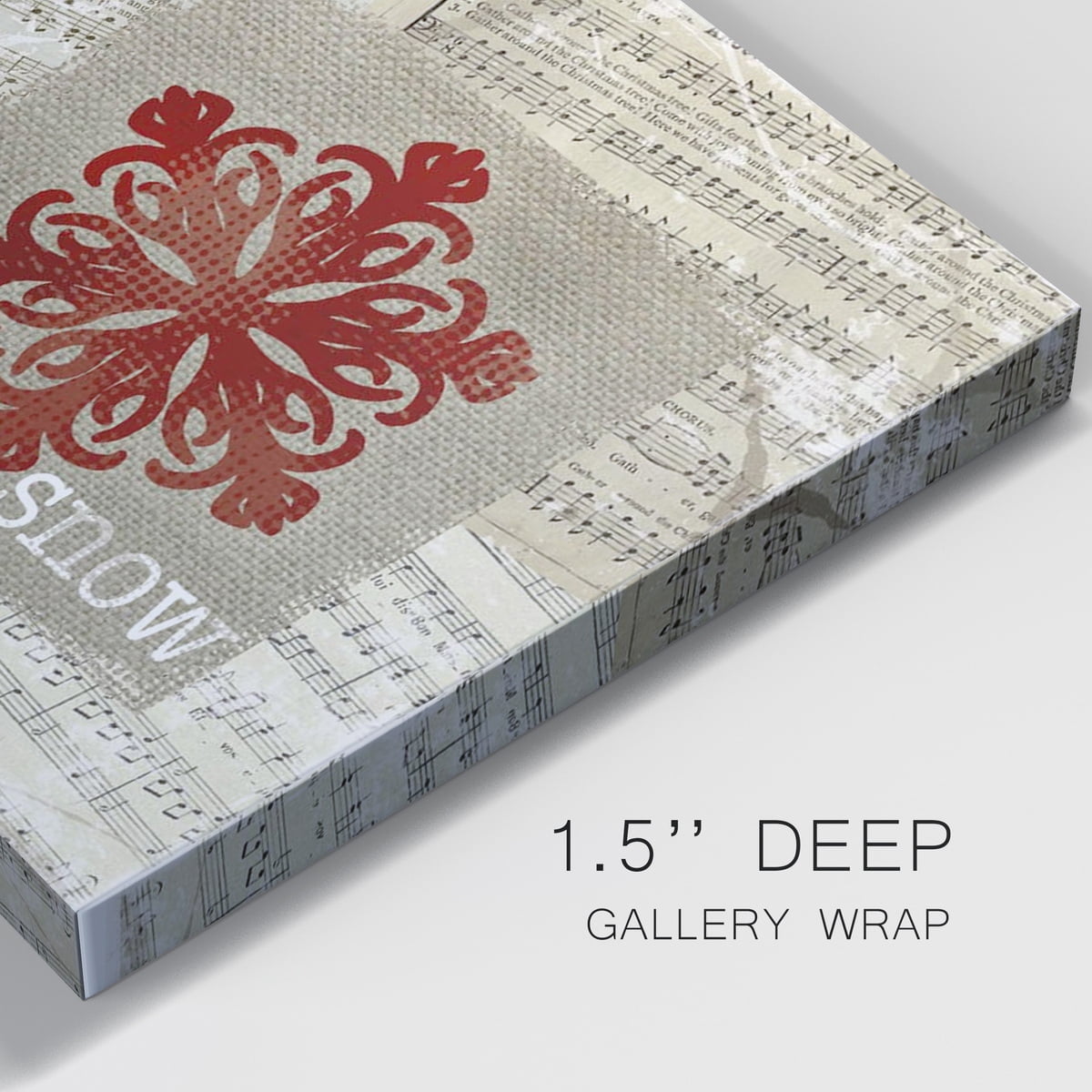 Burlap Music Snowflakes Premium Gallery Wrapped Canvas - Ready to Hang