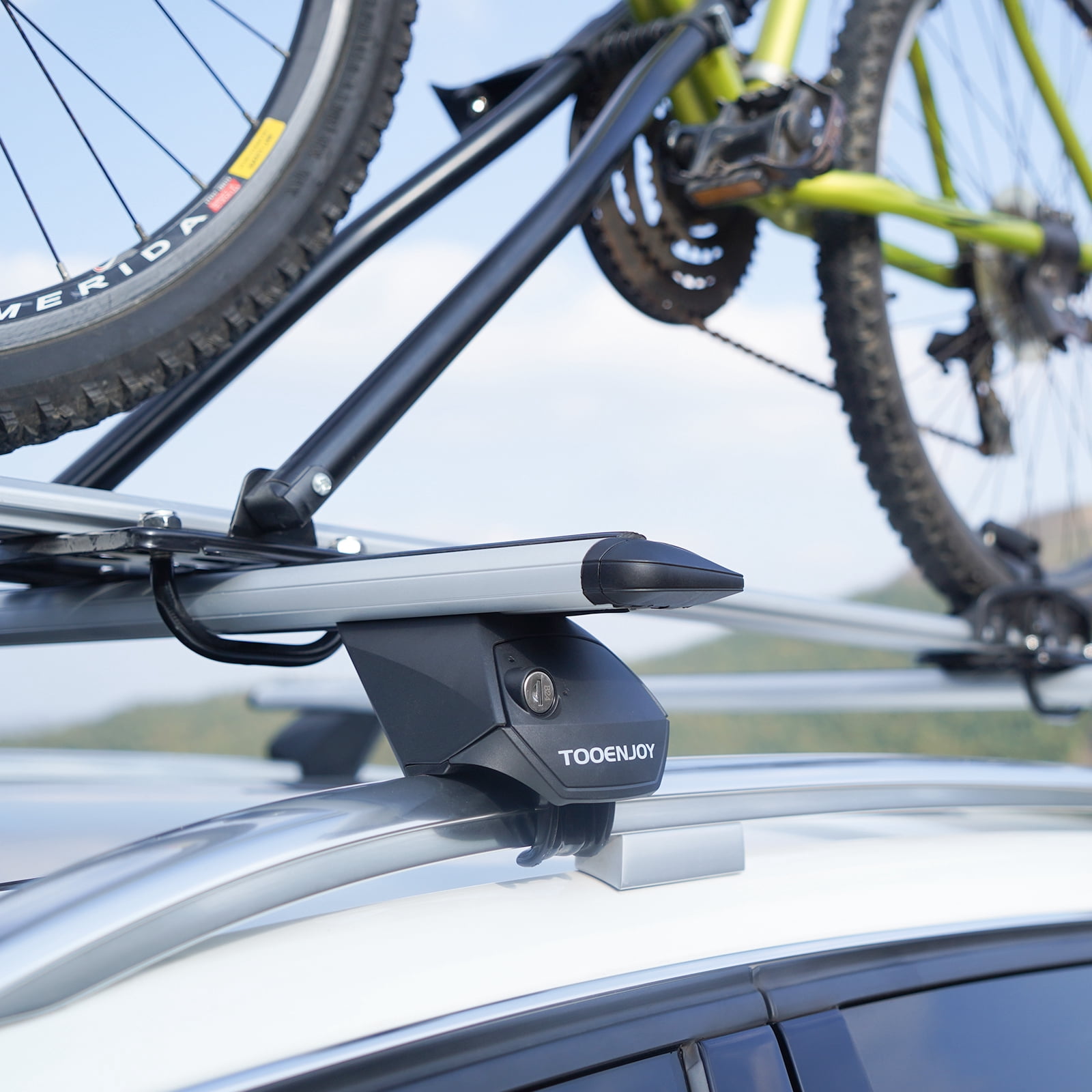 COWVIE 53" Pro Universal Roof Rack Cross Bars with keyed Locks Fully Assembled- Fit Raised Rails, Silver