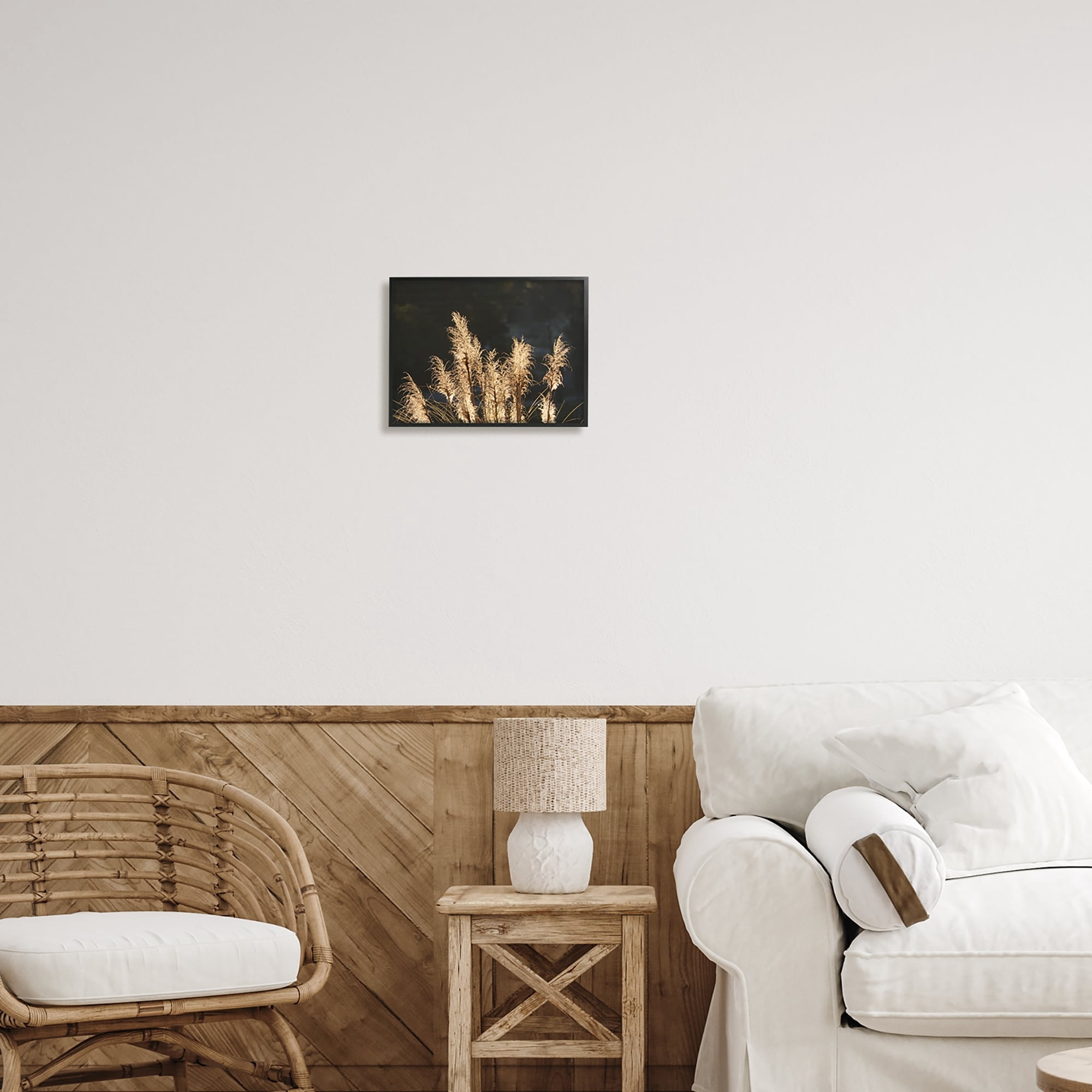 Stupell Industries Moonlit Pampas Grass Rural Reeds Plant Botanicals Photograph Black Framed Art Print Wall Art, Design by Gail Peck