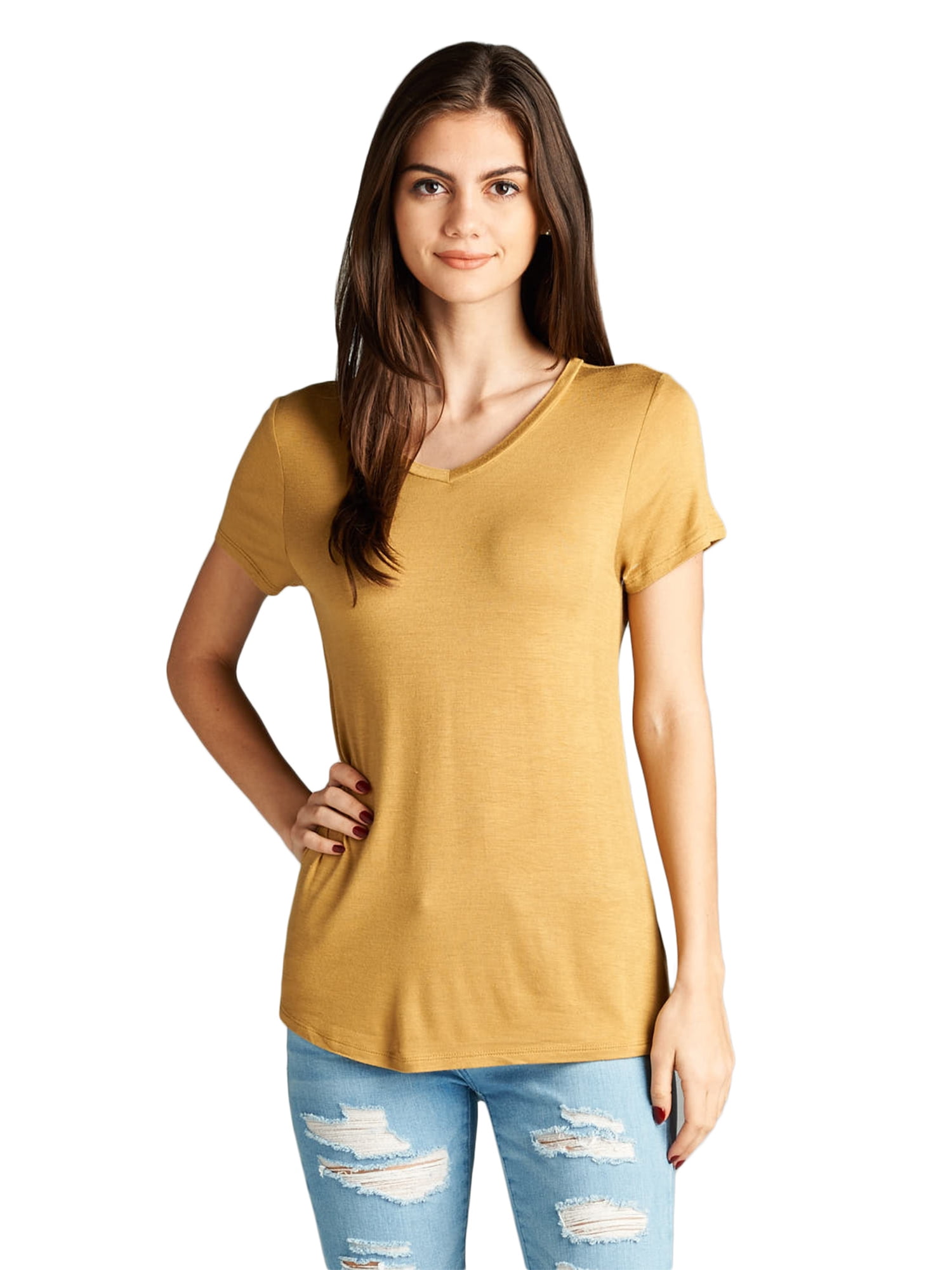 Emmalise - Essential Basic Women's Comfy Soft Flowy Tee Shirt Short ...