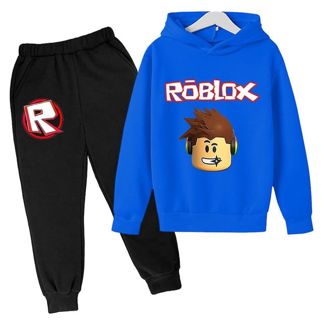 Kids Boys Girls Roblox Hooded Hoodies Pullover+pants Casual Outfits Set Tracksuit Gifts 7-14 Years zhangyuxiang LED
