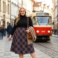 thumbnail image 2 of Agnes Orinda Women's Plus Size A Line Knee Length Flare Plaid Skirts 2X Red Dark Blue, 2 of 8