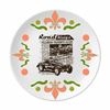 Classic Cars Newspaper Pattern Illustration Flower Ceramics Plate Tableware Dinner Dish