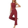 thumbnail image 4 of Conjunto de lounge para mujeres INSPIRE CHIC, top sin mangas y pantalones, pijama sólido en rojo, 4 of 6