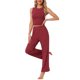 thumbnail image 4 of Conjunto de lounge para mujeres INSPIRE CHIC, top sin mangas y pantalones, pijama sólido, talla XL, rojo, 4 of 6