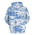 thumbnail image 3 of Blue Willow Ceramic Background Texture Men's Women Vintage 3D Hooded Sweatshirt - All-Season Loose Fit Streetwear, 3 of 6