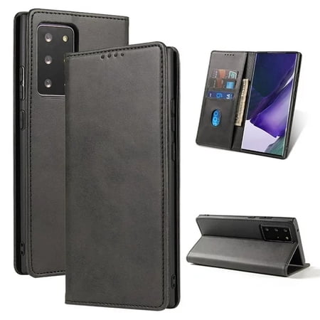 Samsung Galaxy S25 Case - PU Leather Wallet Magnetic Folio Card Slot Holder Flip Kickstand Shockproof - Black - BingBongBoom