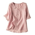 thumbnail image 3 of Women's Summer Short Sleeve V Neck Tank Top Tops Cami Blouses Solid Color Casual Loose Fit Daily Wear Beach Vacation Outfits Fashion Essential Gift for Women | Sopatenor,Pink XL, 3 of 7