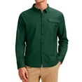 thumbnail image 3 of Wrtxtat Men's Long Sleeve Dress Shirts Lapel Full Button Formal Business Shirt with Chest Pocket Stretch Lightweight Solid Color Tops Big and Tall Green XXXXXL, 3 of 8