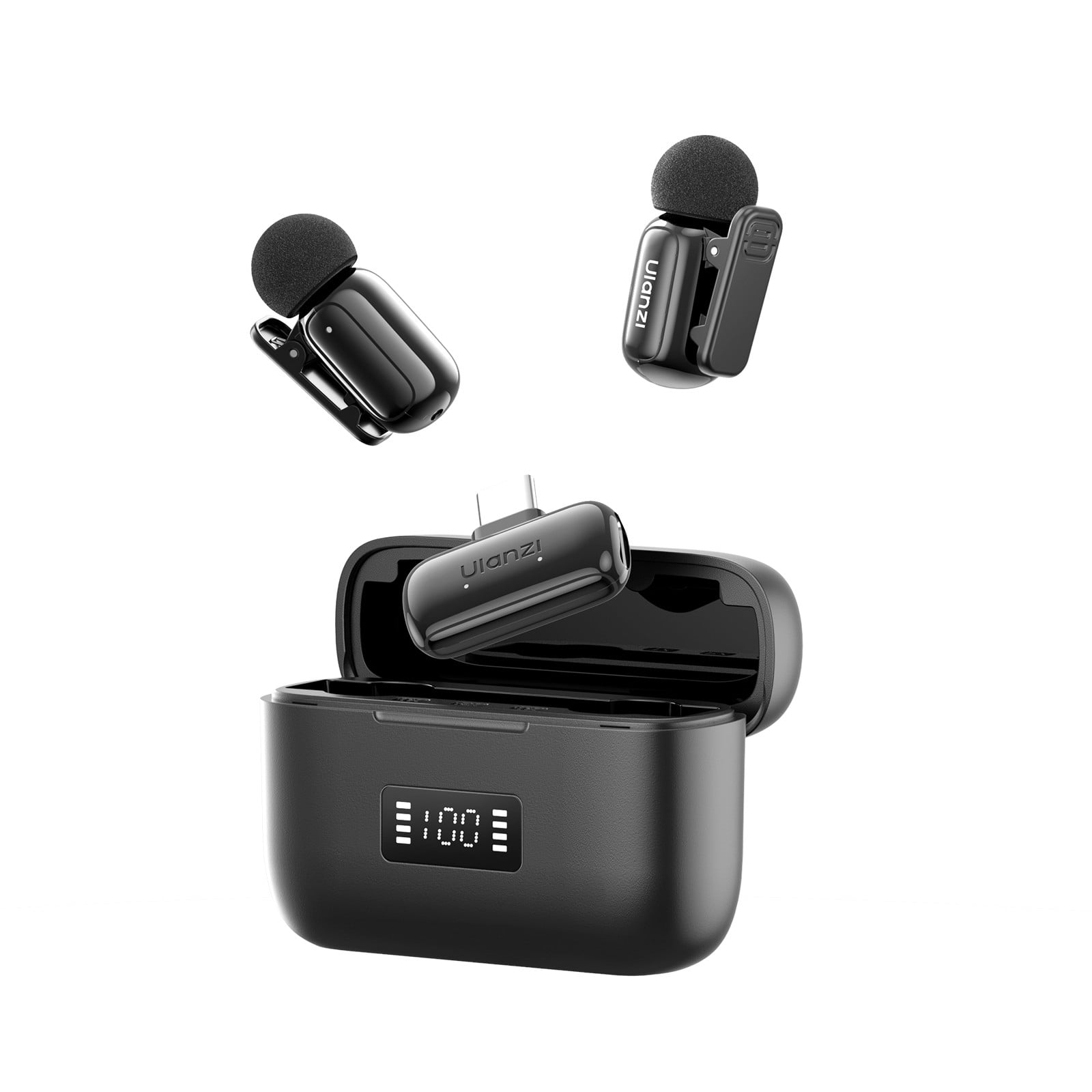 Ulanzi A200 Mini Wireless Lavalier Microphone Compatible with Smartphones, Action Cameras & Computers, Clip-On Omnidirectional Mic with Charging Case for Vlogging, Interviews & Live Streaming