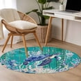thumbnail image 4 of Ocean Turtle Round Area Rug 3Ft Washable Small Circle Rugs for Kitchen Entryway, Coastal Seahorse Jellyfish Coral Wood Green Non-Slip Carpet Floor Mats Indoor Outdoor Carpet Runner Home Decor, 4 of 8