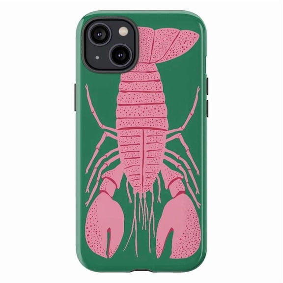 Vibrant Pink Lobster Phone Case, Artistic Sea Life Design Protective Cover for iPhone 16 15 14 13 12 Pro Max Mini
