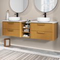 thumbnail image 2 of Craftian 72-Inch Bathroom Vanity with 2 Basins, Wall Mounted Floating Vanity Cabinet with 4 Large Storage Drawers& 4 Open Spaces, 2 of 10