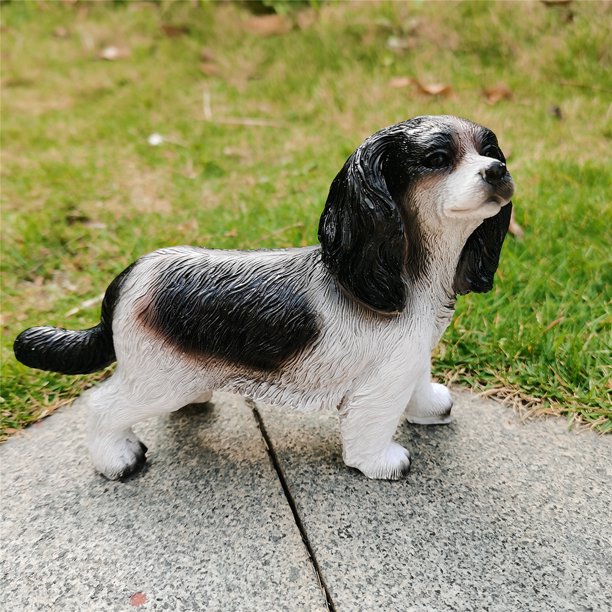 Resina Jardín Hound Dog Estatua Arte Cavalier Charles Spaniel Estatua Adornos Sywqhk Libre de BPA