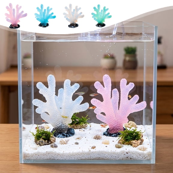 FastXmas Glowing Artificial Coral Resin Ornament - Aquarium Decor for Fish Tank, Aquascaping Underwater Habitat & DIY Miniature Scenery(2.7 x 3.9 Inch)