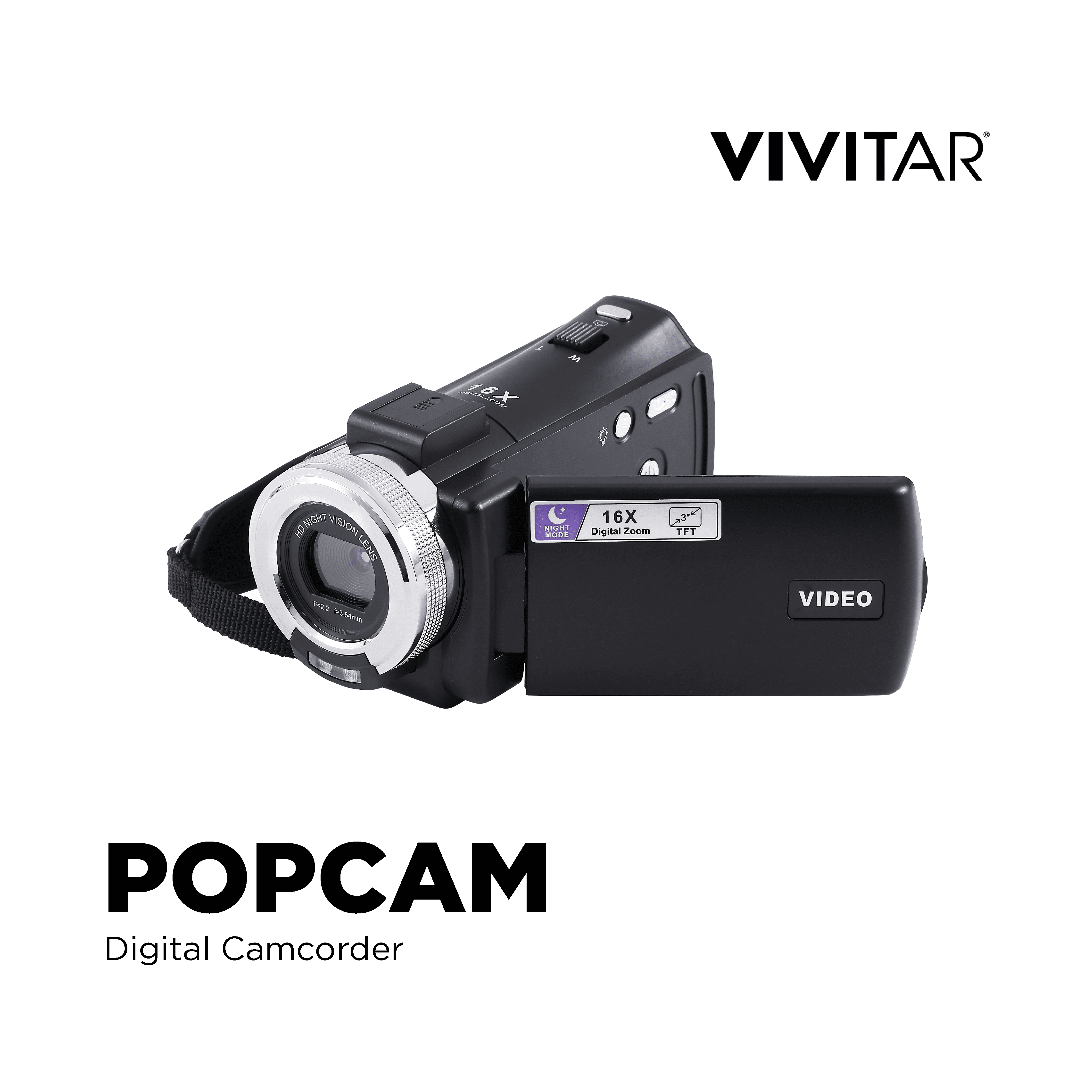Vivitar PopCam Digital Camcorder, 48MP, Full HD 1080p Video Camera