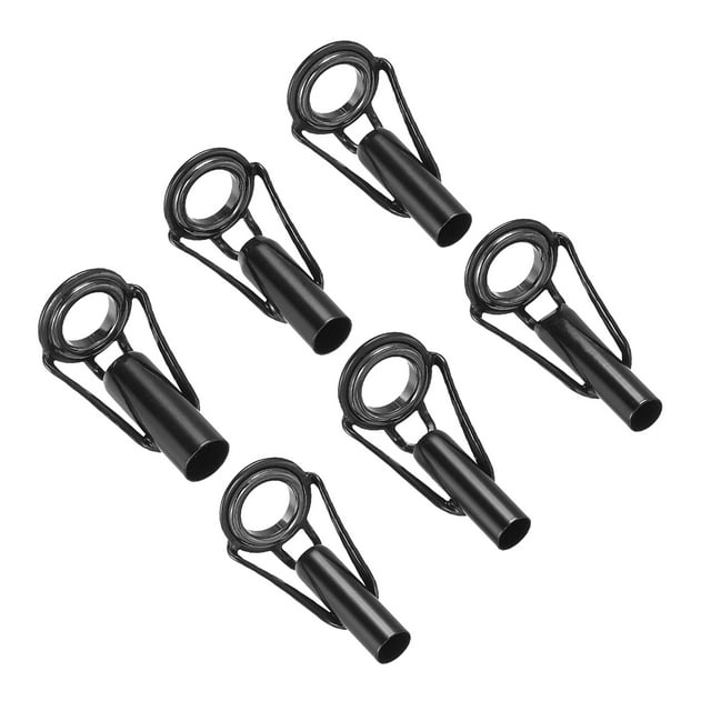 Unique Bargains Kit de Réparation de Pointe de Canne à Pêche en Acier Inoxydable 4..2-5.5mm, Remplacement de Guide d'Anneau de Canne pour Pêche, Noir 6 Pack