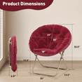 thumbnail image 2 of MoNiBloom Faux Fur Saucer Chair for Adults, Comfy Fluffy for Living Room Bedroom Dorm Apartment, with Thick Padded & Folding Metal Frame (Red), 2 of 10