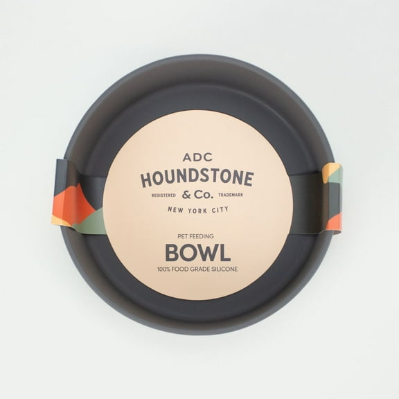 ADC Houndstone & Co. Silicone Dog Bowl (Cats & Dogs) - 4.5 Cups Volume, Charcoal